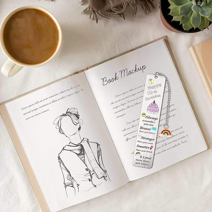 10th Birthday Gifts Inspirational Bookmarks Encouragement Happy 10th Birthday Present for Daughter Son, 10 Year Olds Birthday Rainbow Keepsakes for Niece Nephew Gifts (10th)