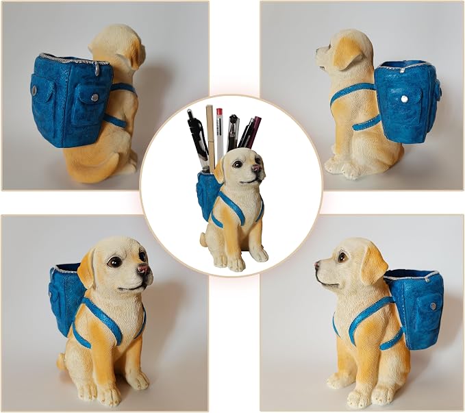 Dog Pen Holder for Desk Pen Pencil Cup Creative Desktop Pen Organizer Pencil Cups for Desk Unique Accessories Decor for Home Office School Gift for Dog Lovers (Labrador Retriever)