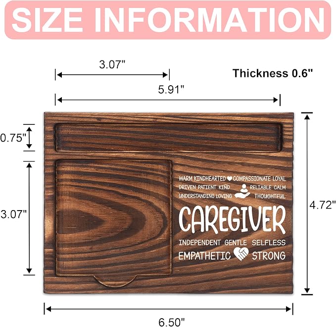 Caregiver Appreciation Gifts, Thank You Gift for Caregiver, Office Coworkers Staff Appreciation Gifts, Sticky Note Holder Wooden Notepad & Pen Holder 6.5" x 4.7" - FTA277