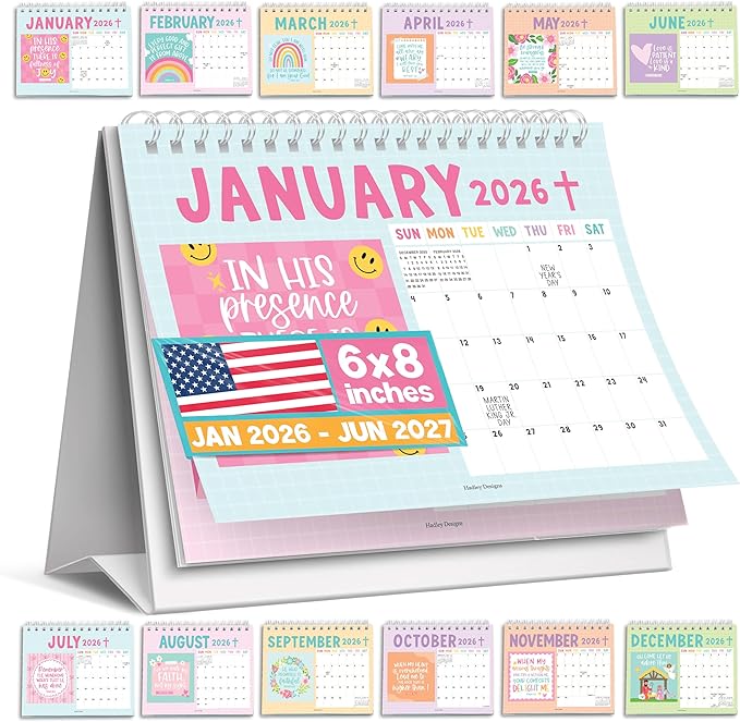 Small Desk Calendar 2026-18-Month 2026 Desk Calendar Small for Home, Office & Classroom, Standing Flip Desks Calendars 2026-2027, Teacher Appreciation Gifts, Graduation Gifts
