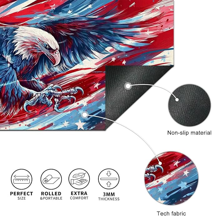 HOMETITUTE Large Mouse Pad 31.5 x 11.8 Inch Bald Eagle American Flag Desk Mat Extended Gaming Mousepad Non Slip Waterproof Desk Pad Keyboard Mat Office Computer Accessories