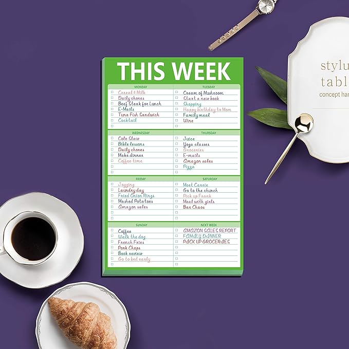 90 Sheets Weekly Planner, Magnetic Checklist Notepad with to Do Lists for Office or School, Grass Green