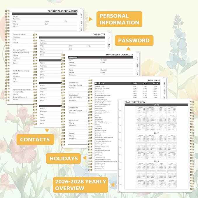2026-2028 Monthly Planner/Calendar - 2 Year Monthly Planner 2026-2028, Jul. 2026 - Jun. 2028, 9" × 11" Calendar Planner 24 Months with Tabs, Twin-Wire Binding, Double-Side Pocket, Holiday ＆ Note Pages