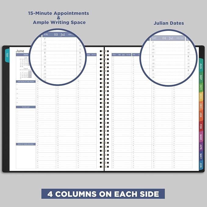 2026-2027 Weekly Appointment Book - Daily Hourly Planner 2026-2027 from Jul. 2026 - Jun. 2027, 8.5" x 11", 15-Minute Interval, Monthly Tabs, Leather Cover, Perfect for Your Life