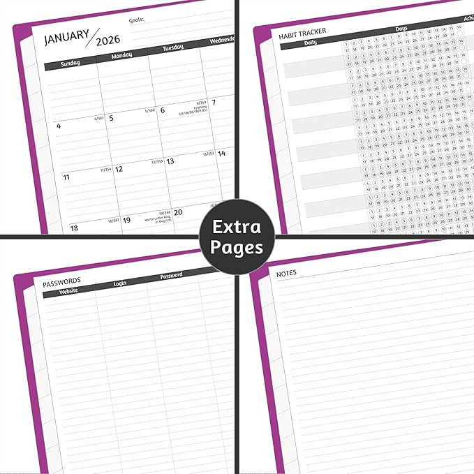 Monthly Planner 2026-2028, 36 Months Calendar Planner 2026-2028 from Jan 2026 – Dec 2028, 8.5'' x 11'' with Ruled Spread, Flexible Cover, Spiral Wirebound, Pocket, Coated Tabs, Notes ＆ Habit Tracker