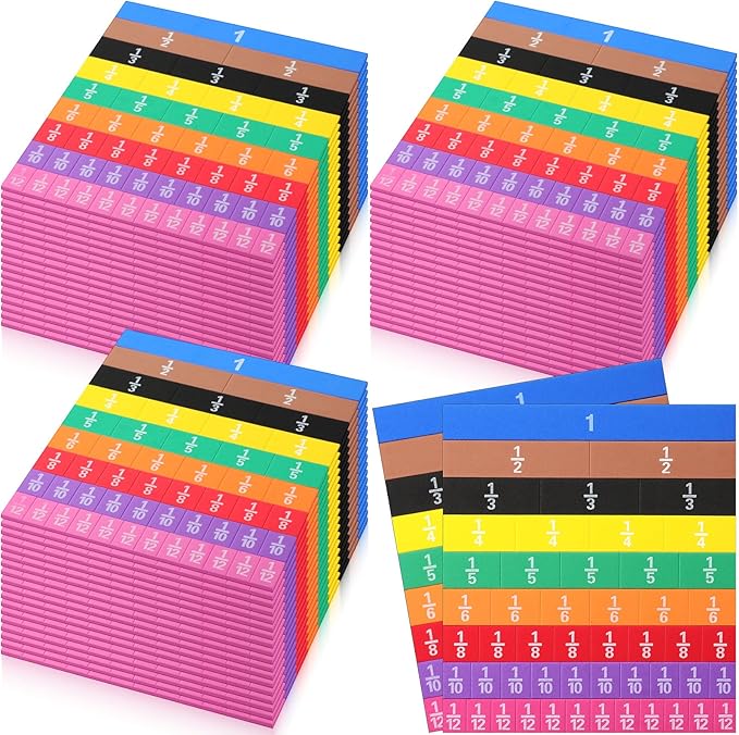Sayglossy 48 Sets Fraction Tiles Set for Math Classroom Fractions Manipulatives Math Learning Manipulatives for Home School Supplies