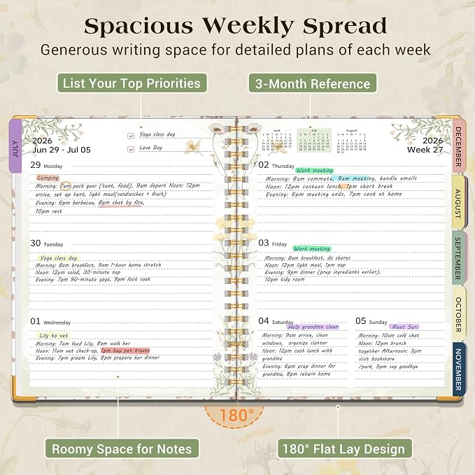 Academic Planner 2026-2027, 18 Months Weekly and Monthly Calendar Planner from July 2026 - December 2027, 7.3" x 10" B5 Large Hardcover Agenda Organizer Book with Tabs, Yearly Daily Planners for School Work Student Teacher, White Leopard