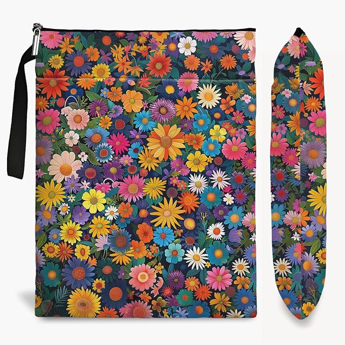 FOURTH WING Book Cover, Floral Pattern, Multicolor, Cotton, Zipper Closure, Book Sleeve for Paperbacks and Hardcovers, with Front Pocket and Zipper, Gift for Book Lovers