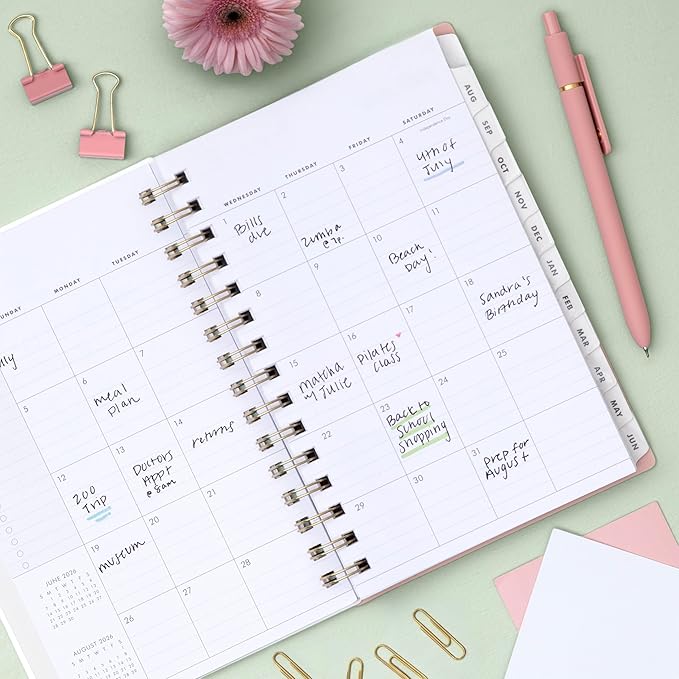 Blue Sky The Everygirl 2026-2027 Weekly and Monthly Academic Year Planner Calendar, July 2026 - June 2027, 5" x 8", Flexible Cover, Wirebound, Laminated Tabs, Storage Pocket, Includes Stickers, Bengala Desert Rose