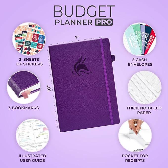 Clever Fox Budget Planner Pro - Financial Organizer + Cash Envelope Budget System. Monthly Finance Journal, Expense Tracker & Personal Account Book. Undated - Start Anytime. (7''x10'') – Purple