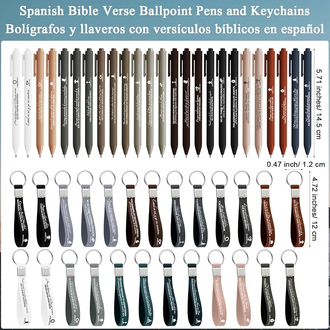 75 Pcs/25 Set Fathers Day Christian Gifts Bulk Bible Verse Pens, Scripture Keychains & Bookmarks, Graduation 2026, Appreciation, Church Party Favors Gifts for Men Women, Pastor, Teacher (Spanish)