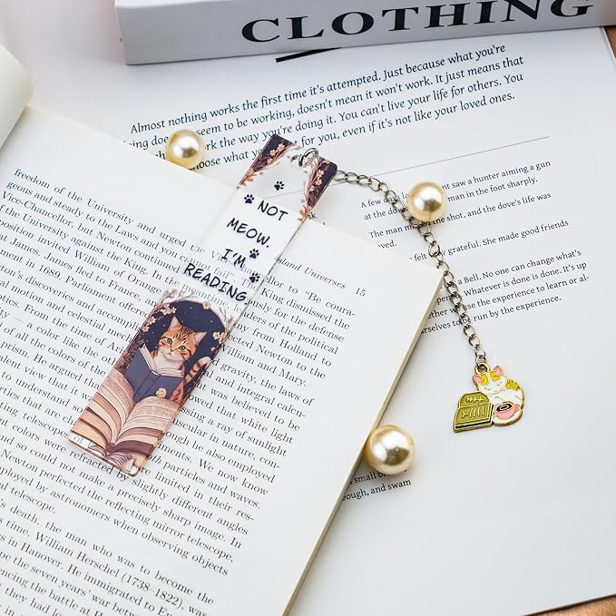 Cat Bookmark for Women Cat Lover Gifts for Students Teacher Thank You Gifts Animal Bookmarks Not Meow Im Reading Acrylic Funny Bookmarks for Book Lovers