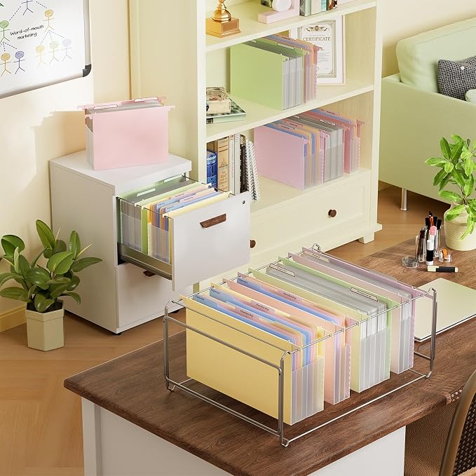 ThinkTex Plastic Expanding Hanging File Folders,Reinforced 4.72" Hanging Accordian Folder，Large Capacity one Pocket, Removable Labels,Insertable Tabs, Legal Size for Filing Cabinet -4 Pack