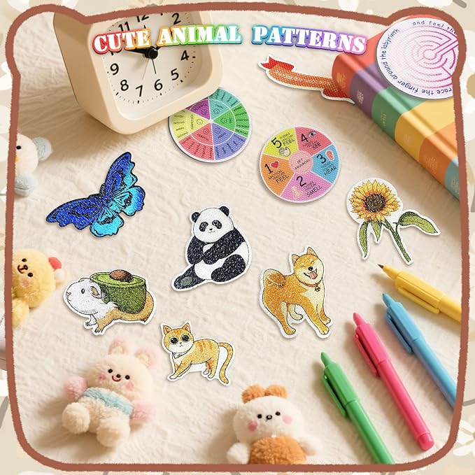 Calm Stickers for Anxiety Sensory Stickers Anti Stress Tactile Textured Stickers Combined with Breathing Exercise for Fidget Strips Suitable for Students and Adults