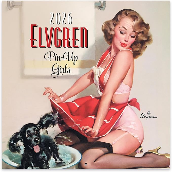 Orange Circle Studio Wall Calendar 2025-26, Pin-Up Girls, Large Monthly Planner, Hanging Organizer, Cute, Aesthetic Calendar Book for Home, Work or School Planning, Wall Calendars, 12” x 12”