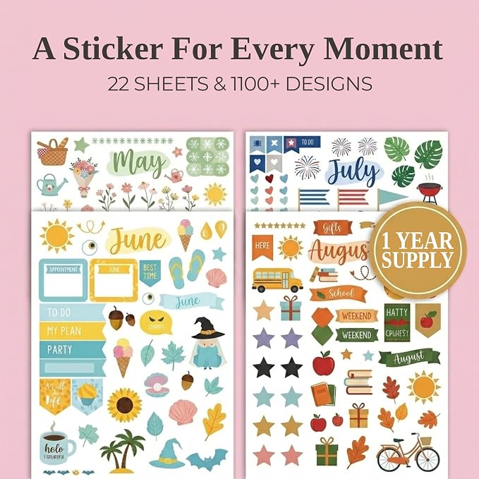 Aesthetic Monthly Planner Stickers - 1100+ Beautiful Design Accessories Enhance and Streamline Your Planner, Journal and Calendar
