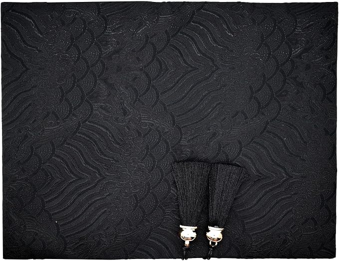 BLBMH 5x8 Book Cover | Handmade Non-Stretch Fabric Sleeve with Bookmark | for Paperback Bible Journal | Privacy Reading Gift for Women - Chinese Black
