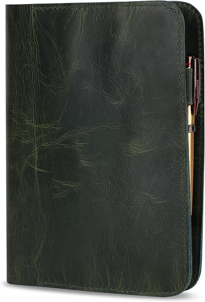 Genuine Leather A5 Journal Cover Refillable Notebook Cover, Fits 5.75 x 8.25 in, Card Slots Pocket & Pen Holder, Handmade Professional Leather Organizer for Men & Women, Travel & Work Diary Cover