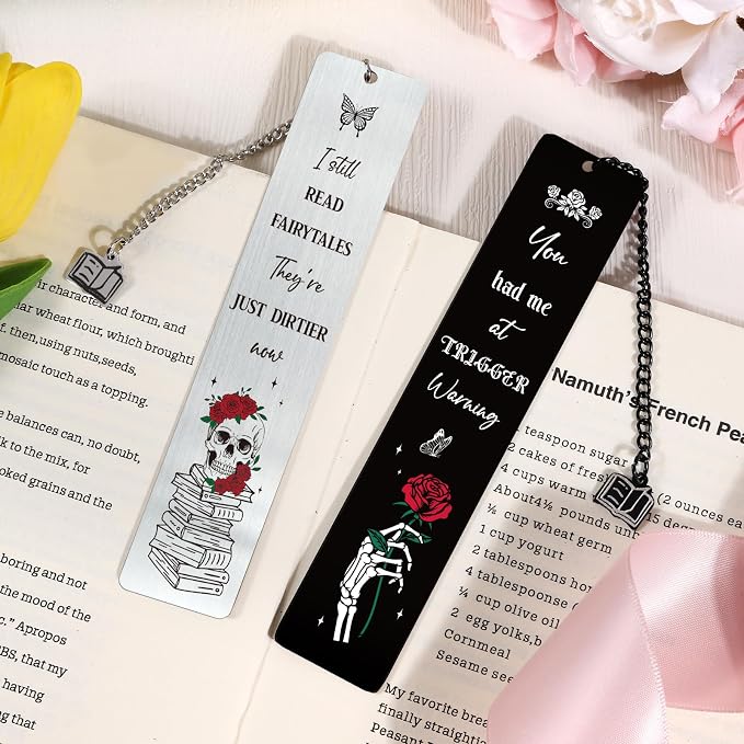 Dark Romance Bookmarks Gifts - 2PCS Funny Bookmarks for Women Friends Girls Spicy Romance Gothic Book Marks for Book Lovers Reader Bookworm Halloween Thanksgiving Christmas Birthday Gag Gift