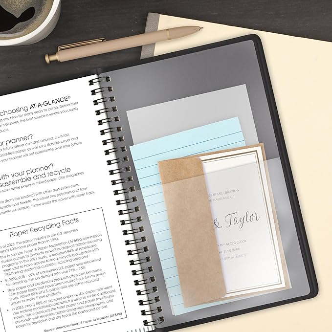 AT-A-GLANCE Planner 2026-2027 Weekly Academic 14-Month July-August Hourly Appointment Book, 5" x 8", Black (7010105)