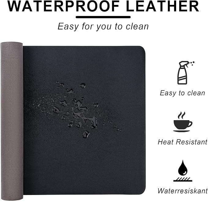 CADONO Leather Desk Pad Protector, Non-Slip PU Leather Large Mouse Pad, Easy Clean Desk Protector Mat, Writing Pad for Office/Home/Decor (Coffee, 35.4" x 17")