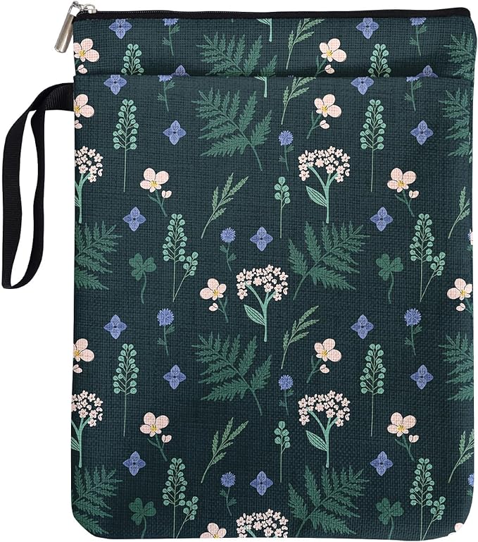 Hydrangea Pattern Book Lovers Gifts Book Sleeve for Women Daughter Sisters Grandma Mom Wife Readers Librarian with Zipper & Front Pocket Waterproof BookCover Case Book Club Gifts Book Accessories