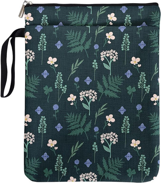 Hydrangea Pattern Book Lovers Gifts Book Sleeve for Women Daughter Sisters Grandma Mom Wife Readers Librarian with Zipper & Front Pocket Waterproof BookCover Case Book Club Gifts Book Accessories