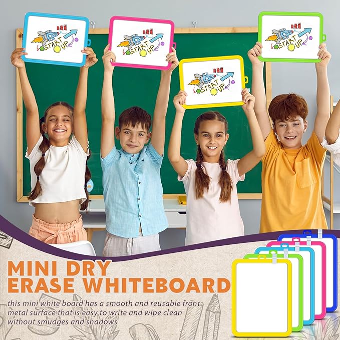 Outus 24 Pcs Dry Erase Mini White Boards Bulk 8.5 x 11'' Small Magnetic Whiteboard Double Sided Colored Writing Boards for Kids Students Locker Fridge (Colorful)