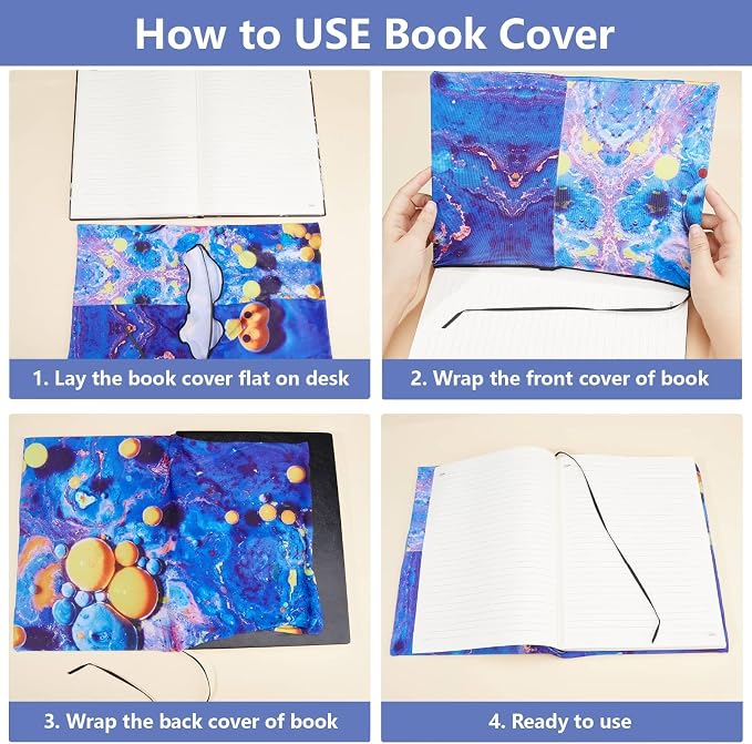 CRASPIRE Flower Stretchable Book Cover Floral Pink Rose Washable Reusable Large Nylon Book Protector Elastic Notebook Wraps Suitable for Most Hardcover Books Classroom Students
