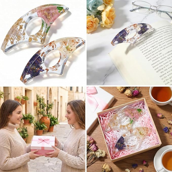 2Pcs Thumb Page Holder Book Page Holder Book Thumb Ring Books Marks for Reading Accessories Transparent Cute Bookmarks for Women Best Friend Friendship Gifts for Books Lovers Teacher Readers
