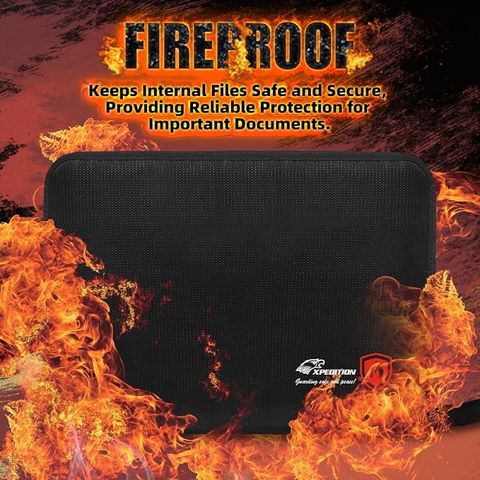 Fireproof Accordion File Organizer,Important Document Organizer,end of Life Planner Organizer Binder，Expanding Portable fire Proof Document Bag，Waterproof Folio Holder File folders for A4 Paper