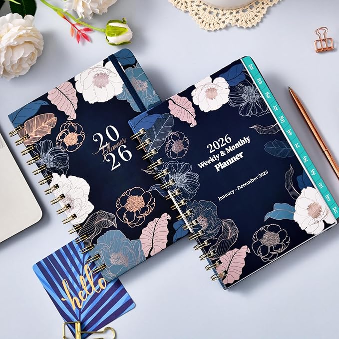 2026 Planner - Jan. 2026 - Dec. 2026, 2026 Planner Weekly and Monthly with Tabs, 6.3" x 8.4", Planner 2026, Hardcover with Back Pocket + Thick Paper + Twin-Wire Binding, Perfect Daily Organizer