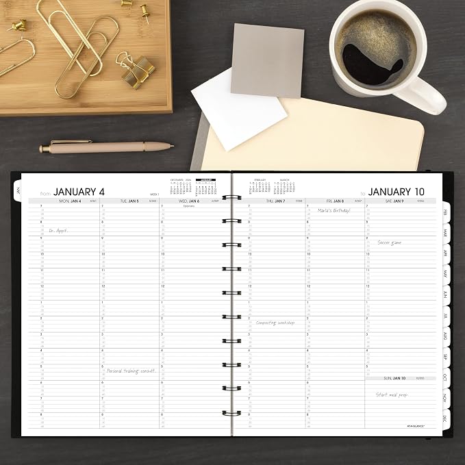 AT-A-GLANCE 2027 Appointment Book Planner, Weekly & Monthly, 8.75" x 11", Quarter-Hourly, Move-A-Page, Black (70950E0527)