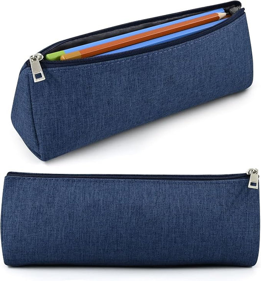 Blue Large Capacity Pen Bag Portable Stationery Pouch Premium Nylon Oxford Cloth Zipper Organizer for Office Business Travel