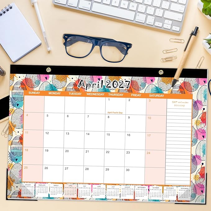 GuassLee Desk Calendar 2026-2027, Desktop Calendar Monthly Pages 17" x 11.5" Runs from Jun.2026 to Dec. 2027-19 Monthly Hanging Calendar with Corner Protectors for School, Home and Office