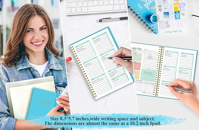 Utron A5 Weekly Planner - Undated Daily To Do List Planner, Weekly Goals Notebook for Office/Business and Students