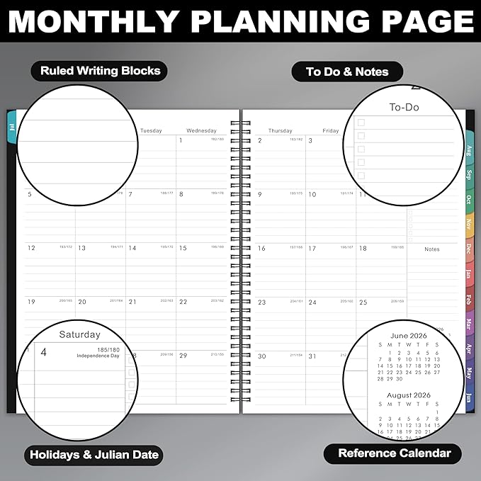 Planner 2026-2027 - Weekly Monthly Planner from July 2026 to June 2027, Academic Planner 2026-2027 with Spiral Bound, 8.5'' x 11''
