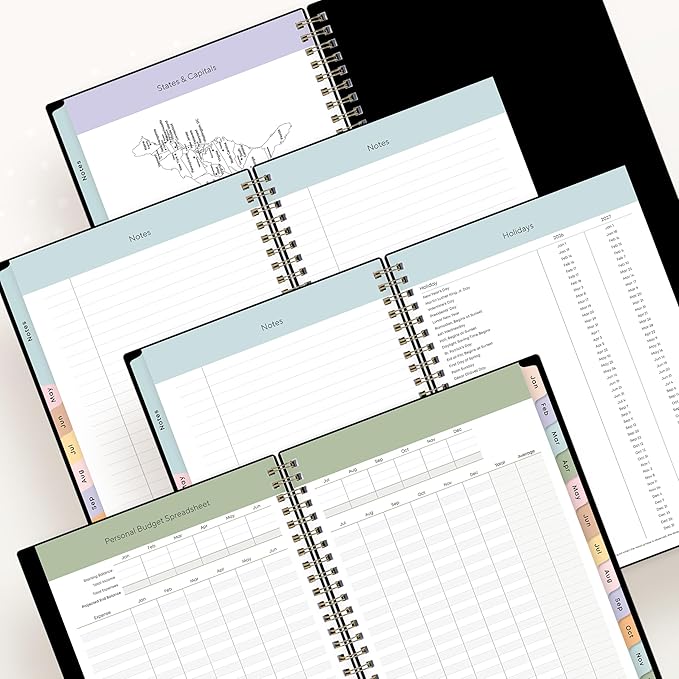 Blue Sky 2026 Weekly and Monthly Planner Calendar, January 2026 - December 2026, 5.875” x 8.625”, Flexible Cover, Storage Pocket, Ruler, Colorful Interior, Includes Extra 30 Sheets of Notes, Black