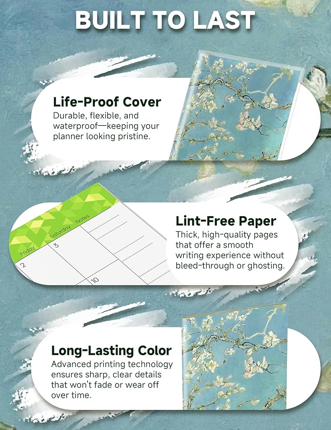 Pocket Calendar 2026-2028 Art Series, Monthly Planner Jan 2026 to Jul 2028 (3.7" x 6.7") Perfect Purse Calendar, Pocket Agenda with Protective Plastic Sleeve-Almond Blossom