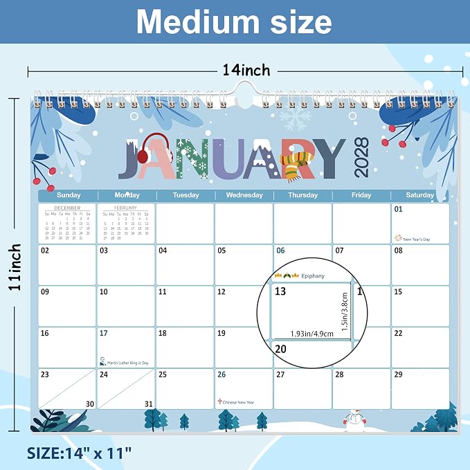GuassLee Academic Wall Calendar 2026-2029, 36 Months Running from Jun. 2026 to May. 2029, 14" X 11" Paper Hanging Planner Wall with Thick Paper for Office Home Planning & Organizing