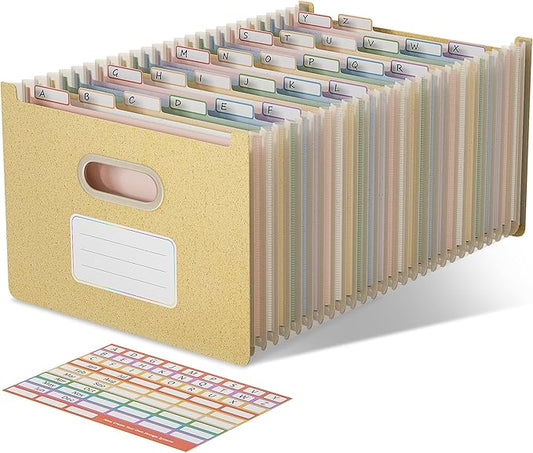 EcoStash 26 Pockets Accordion File Organizer, Wheat Straw File Folders, Upright&Open Top, A-Z Bill Receipt Organizer, 100% BPA Free, Return to Nature, Healthy Living, Letter/A4 Size - Wheat Yellow
