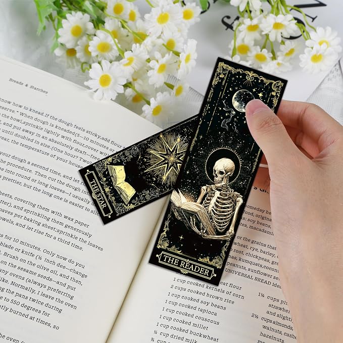 100 Pcs Gothic Tarot Bookmarks Bulk, Dark Academia Witchy Book Marks for Reading, Skeleton Paper Page Markers, Bookish Gifts for Reading Women Book Lovers Men, Dark Romance Merch