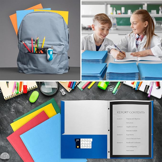 FILE-EZ Two-Pocket Folders with 3-Prong Fasteners, Yellow Color, 25-Pack, Durable Textured Paper, Matte Finish, Letter Sheet Size (EZ-92570)