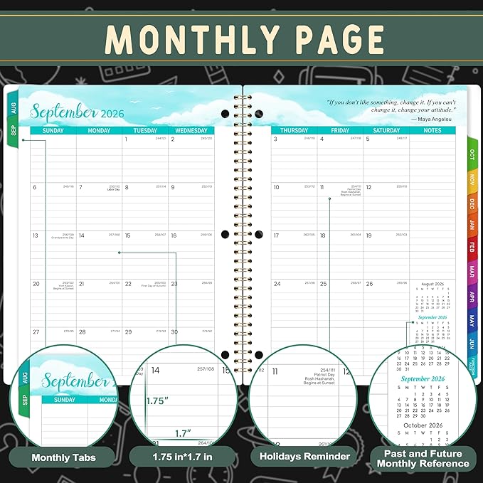 Student Planner 2026-2027 - School Planner 2026-2027, Aug. 2026 - Jun. 2027, 9" × 11", Student Lesson Book with 368 Stickers, Monthly Tabs, 3-Hole Punched, Perfect for Academic Year