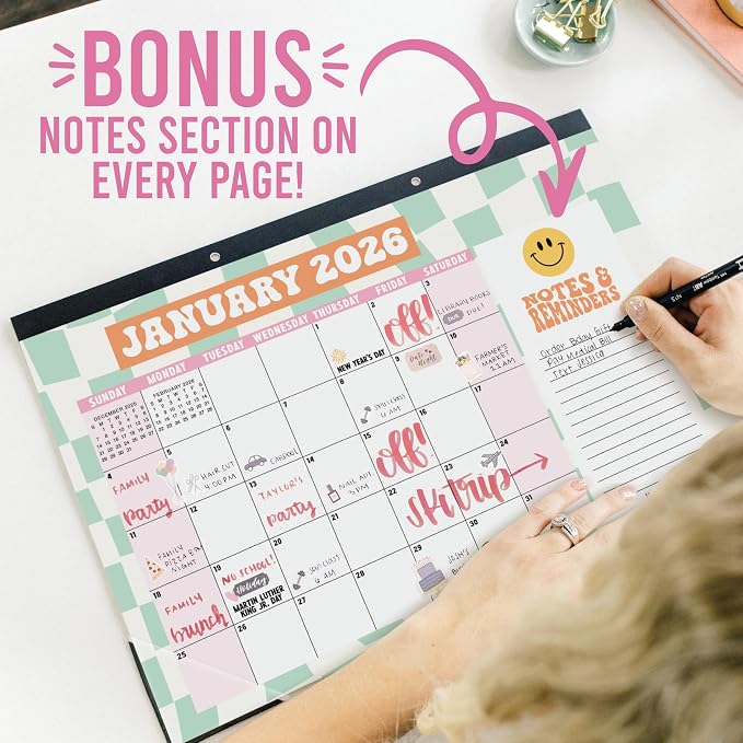 Hadley Designs Large Teacher Desk Calendar 2026-2027 - Desktop Calendar 2026, 18-Month Desk Calendars for Home, Office & Classroom, Cute Classroom Must Haves, Teacher Appreciation Gifts
