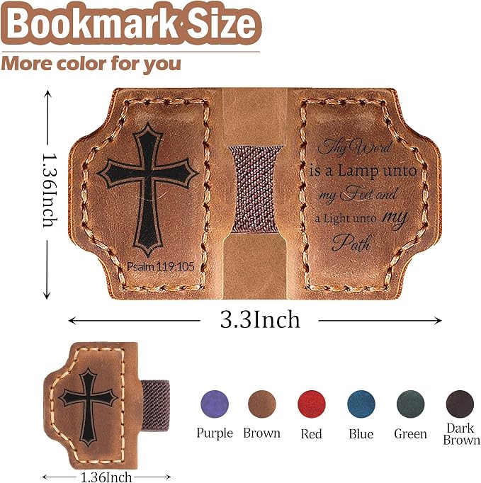 Custom Magnetic Bookmarks with Pen Holder, Personalized 26 Letters Name Initial Leather Bookmark, Leather Book Mark for Men Women Teachers, Readers Book Lovers Gifts (Red, Psalm)
