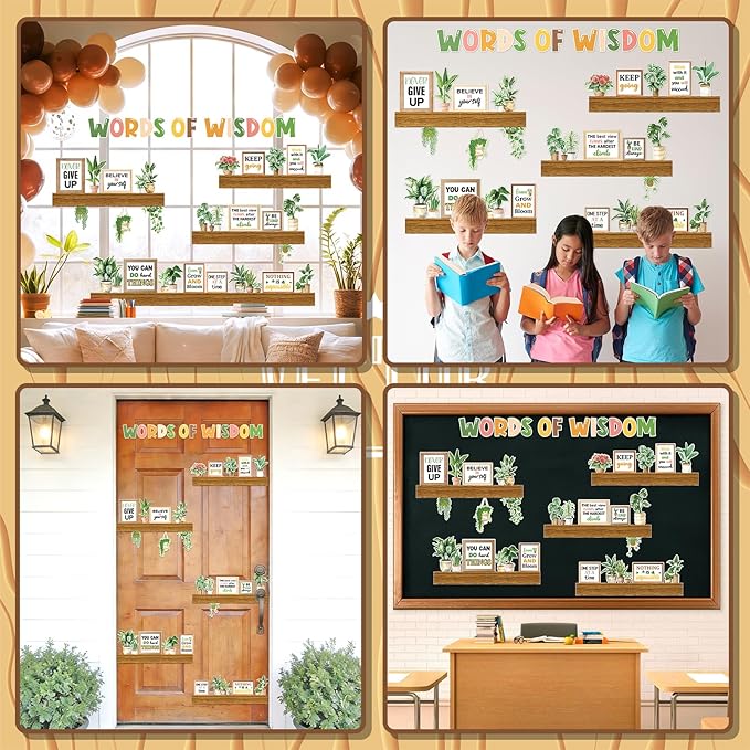 Plant Bookshelf Bulletin Board Set Motivational Flower Reading Bulletin Board Back to School Positive Eucalyptus Greenery Border Cutout Decor for School Wall Holiday Office Library Wall Door Supplies