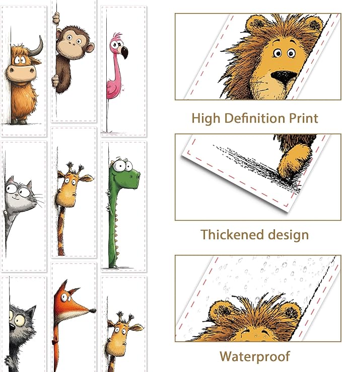 Funny Animal Bookmarks for Kids, 100 Pcs Cute Cartoon Book Marks for Boys Girls, Fun Page Markers for Reading Classroom Back to School Supplies Party Favors