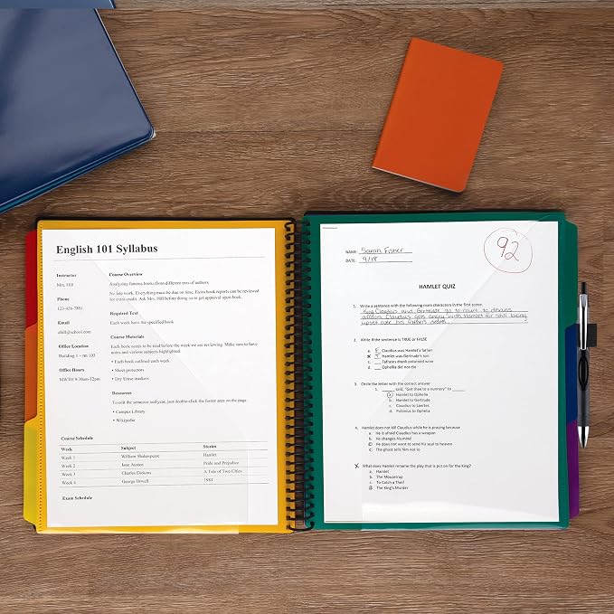 Samsill Spiral Folder Organizer - 12 Dividers & 24 Pockets with Notepad Holder, Multi Pocket Color Cordinated Folder Binder with Customizable Tabs, Document Organizer (Basic)