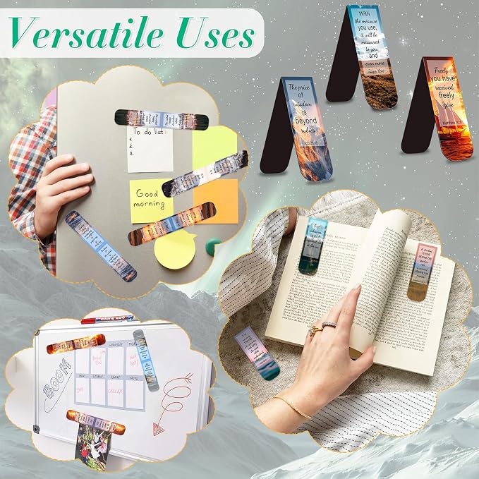 50 Pack Bookmark Christian Magnetic Bookmarks for Women Men Bible Verse Book Marker Book Lovers Page Markers for Teachers Students Reading School Office Home, Printing on 2 Side